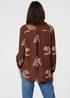 Izabel London Brown Floral Stitch Detail Long Sleeve Shirt - 14 Image 2