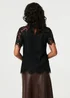 Izabel London Black Lace Overlay Short Sleeve Blouse - 8 Image 2