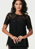 Izabel London Black Lace Overlay Short Sleeve Blouse - 8 Image 3