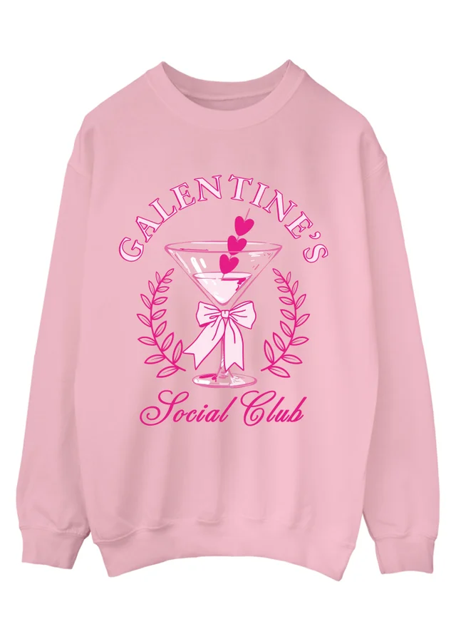 Brands In Valentine's Day Galentine's Social Club Pink Graphic Sweatshirt