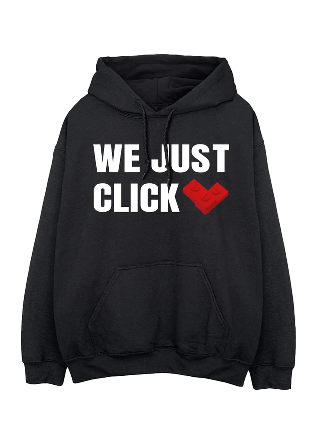 Brands In Valentine's Day We Just Click Black Graphic Hoodie