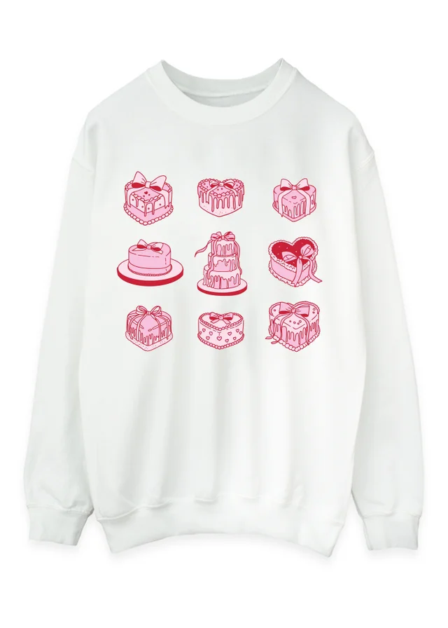 Brands In Valentine's Day Cake White Graphic Sweatshirt