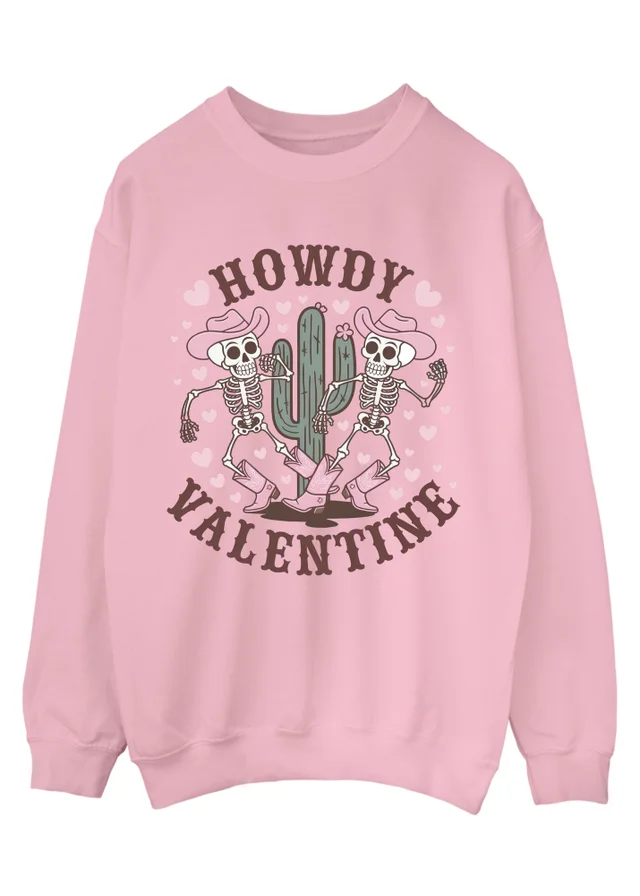 Brands In Valentine's Day Howdy Pink Graphic Sweatshirt