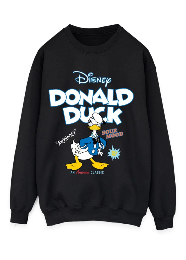 Spiral Galaxy Disney Donald Duck Icons Black Graphic Sweatshirt
