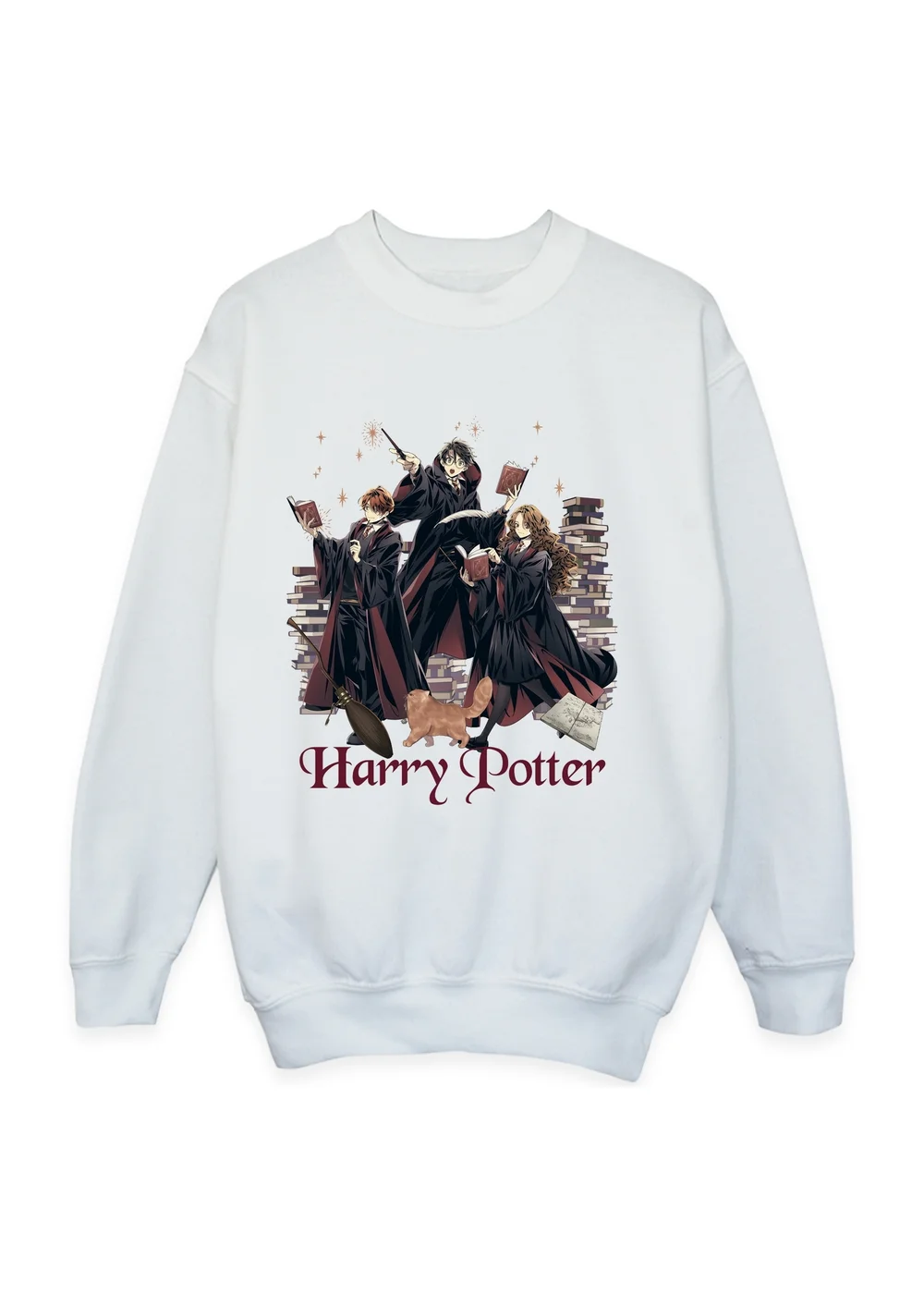 Ada & Ted Harry Potter Manga Characters Girls White Graphic Sweatshirt (3-13 Years) - Age 7-8 Years Image 1