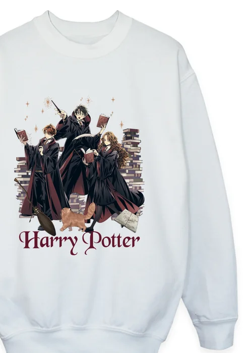 Ada & Ted Harry Potter Manga Characters Girls White Graphic Sweatshirt (3-13 Years) - Age 7-8 Years Image 2