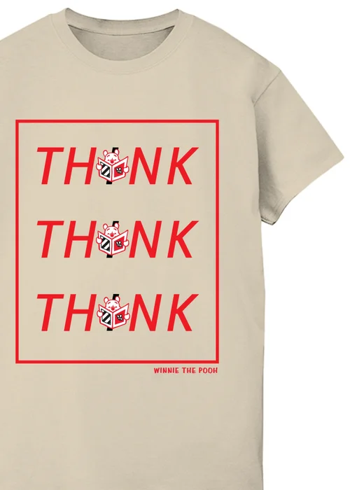 Disney Winnie The Pooh Think Sand Graphic Boyfriend Fit T-Shirt - 5XL Image 2