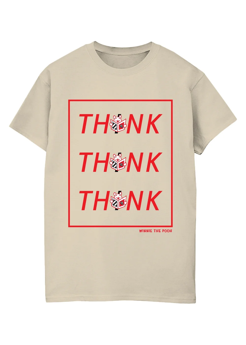 Disney Winnie The Pooh Think Sand Graphic Boyfriend Fit T-Shirt - 5XL Image 1