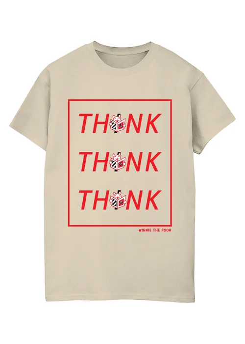 Disney Winnie The Pooh Think Sand Graphic Boyfriend Fit T-Shirt - 5XL Image 1