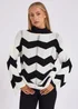 Gini London Cream Wave Knit Oversized Jumper - Small/Medium Image 3
