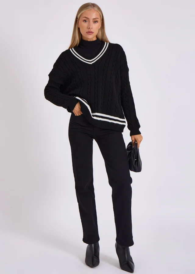 Gini London Stripe Sports Cricket Oversized Jumper