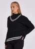 Gini London Stripe Sports Cricket Oversized Jumper - S/M Image 4