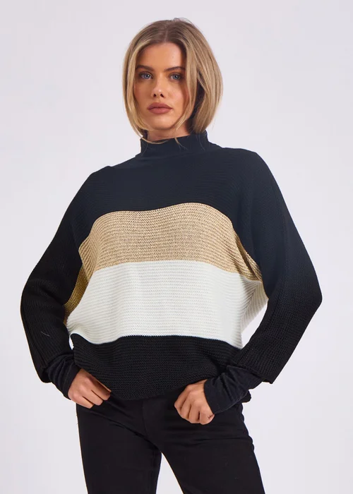 Gini London Stripe Knit slash Neck Oversized Jumper - L/XL Image 3