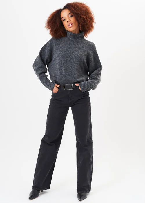 Gini London Grey Roll Neck Oversized Jumper - S/M Image 1