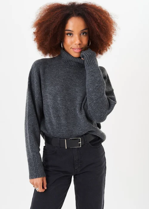 Gini London Grey Roll Neck Oversized Jumper - S/M Image 4
