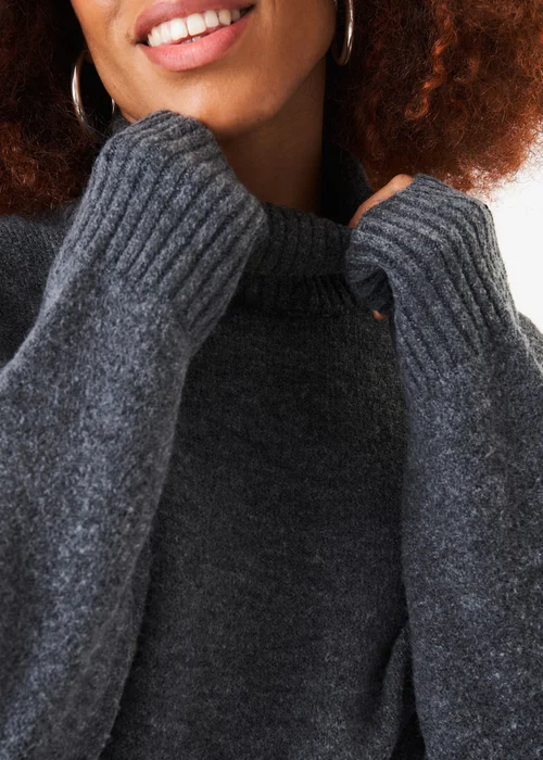 Gini London Grey Roll Neck Oversized Jumper - S/M Image 3