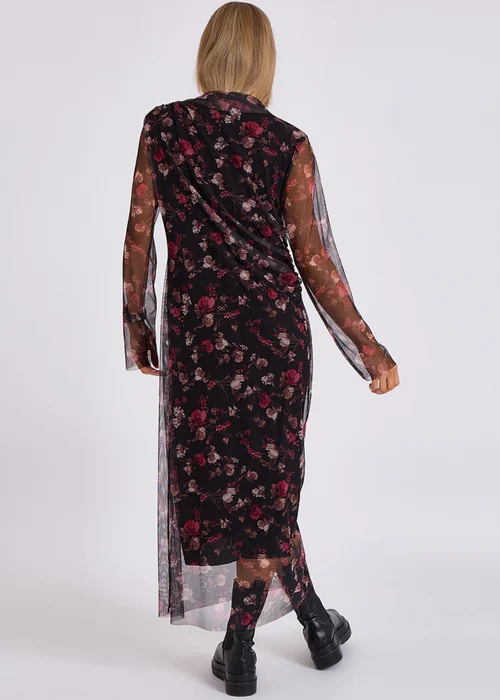 Gini London Black Print Mesh Midi Dress - S/M Image 2