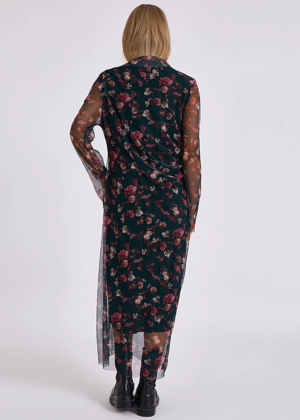 Gini London Green Print Mesh Midi Dress - S/M Image 2