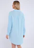 Gini London Blue Cotton Textured Oversized Long Shirt - S/M Image 2
