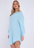 Gini London Blue Cotton Textured Oversized Long Shirt - S/M Image 4
