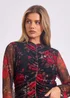 Gini London Red Mesh Printed Ruched Front Top - S/M Image 3