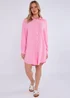Gini London Pink Cotton Textured Oversized Long Shirt - M/L Image 1