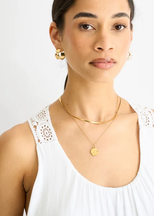 Gini London White Crochet Panel Double Layer Cotton Mini Dress - L/XL Image 4