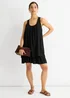 Gini London Black Crochet Panel Double Layer Cotton Mini Dress - M/L Image 1