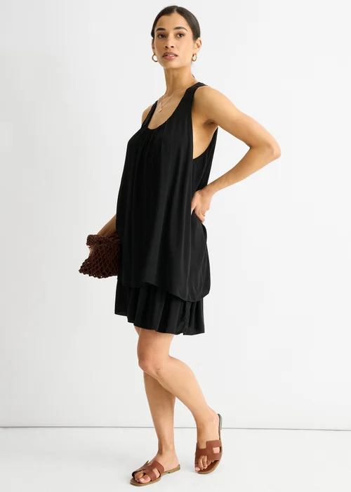 Gini London Black Crochet Panel Double Layer Cotton Mini Dress - M/L Image 4