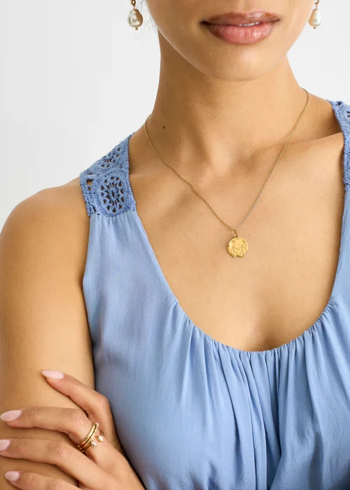 Gini London Denim Crochet Panel Double Layer Cotton Mini Dress - M/L Image 3