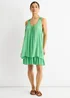 Gini London Green Crochet Panel Double Layer Cotton Mini Dress - S/M Image 1