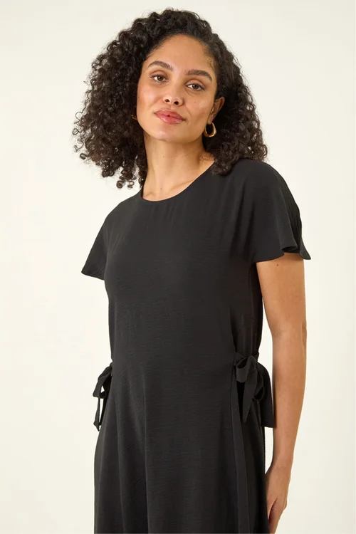 Roman Black Side Tie Detail Midi Dress - Size 20 Image 4