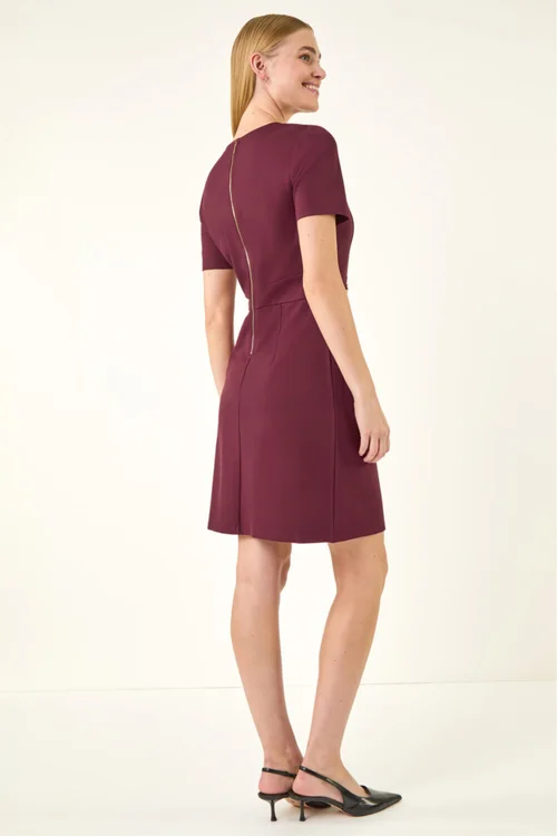 Roman Wine Front Keyhole Belted Dress - 14 Image 4