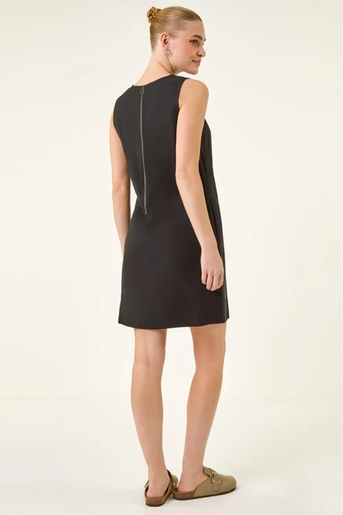 Roman Black Seam Detail Pocket Shift Dress - 12 Image 3