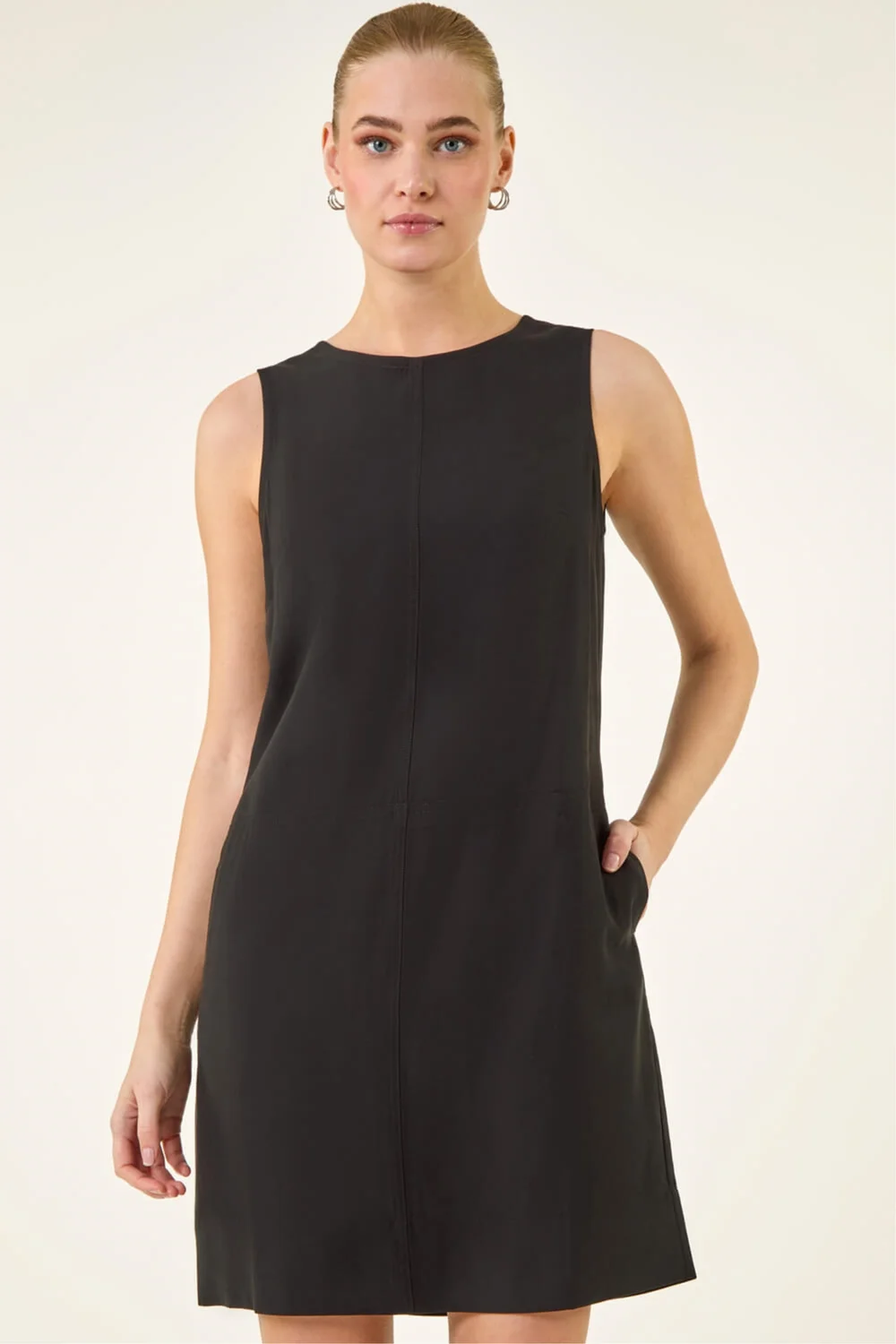 Roman Black Seam Detail Pocket Shift Dress - 12 Image 2