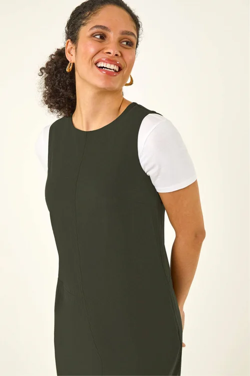Roman Khaki Seam Detail Pocket Shift Dress - 16 Image 4