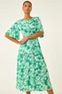 Roman Teal Floral Print Angel Sleeve Midi Dress - 10 Image 1