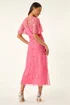 Roman Coral Petite Embroidered Mesh Midi Dress - Size 18 Image 3