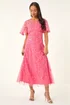 Roman Coral Petite Embroidered Mesh Midi Dress - Size 18 Image 2
