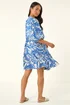 Roman Royal Blue Petite Print Button Smock Dress - 10 Image 3