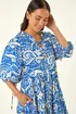 Roman Royal Blue Petite Print Button Smock Dress - 10 Image 4