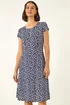 Roman Navy Ditsy Floral Spot Tea Dress - 20 Image 2