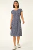 Roman Navy Ditsy Floral Spot Tea Dress - 20 Image 1