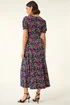 Roman Pink Floral Print Ruched Stretch Midi Dress - 20 Image 3