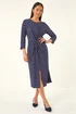 Roman Navy Petite Spot Front Knot Dress - 12 Image 2
