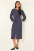 Roman Navy Petite Spot Front Knot Dress - 12 Image 1