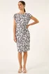 Roman White Heart Print Lace Stretch Dress - Size 14 Image 2