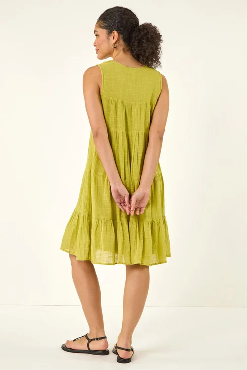 Roman Lime Cotton Trim Detail Smock Dress - 12 Image 3