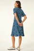 Roman Turquoise Floral Side Button Dress - 12 Image 3