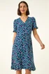Roman Turquoise Floral Side Button Dress - 12 Image 2